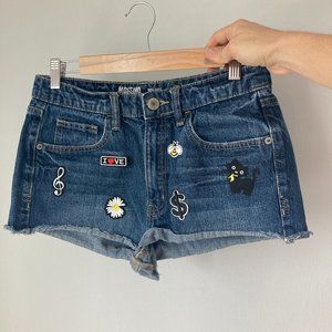 Upcycled Mossimo Denim Shorts with Patches and Paint in back pockets (size 11)